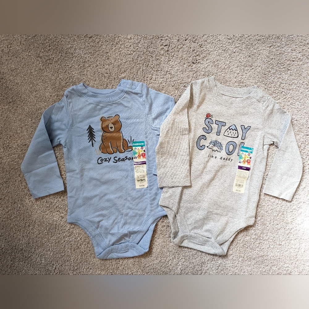 ⭐ NWT- Garanimals- NWT- Long Sleeve Onesies- 12M- Lot of 2